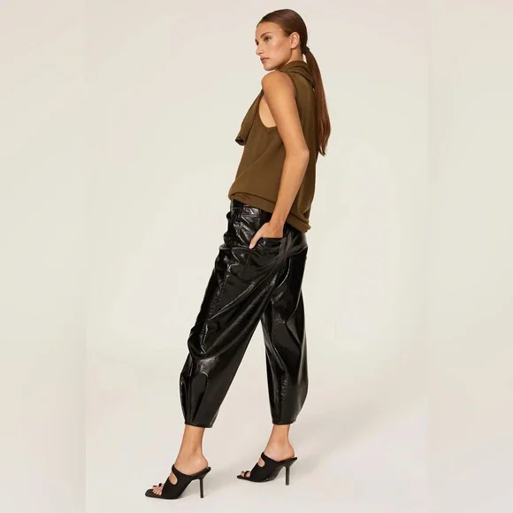 Tibi Faux Patent Leather Sculpted Pant